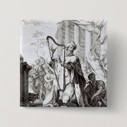 Badge Carré 5 Cm Le Roi David Playing la lyre (Devant)