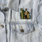 Badge Carré 5 Cm Le roi Kamehameha (En situation)