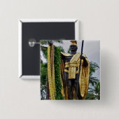 Badge Carré 5 Cm Le roi Kamehameha (Devant & derrière)