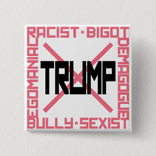 Badge Carré 5 Cm Le rose anti-Trump