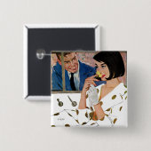 Badge Carré 5 Cm Le Rose d'or (Devant & derrière)