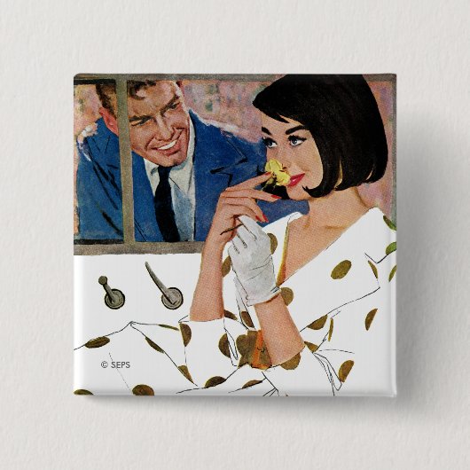 Badge Carré 5 Cm Le Rose d'or (Devant)