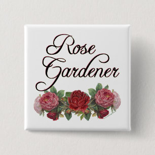 Badge Carré 5 Cm Le rose Gardener dit avec des Roses