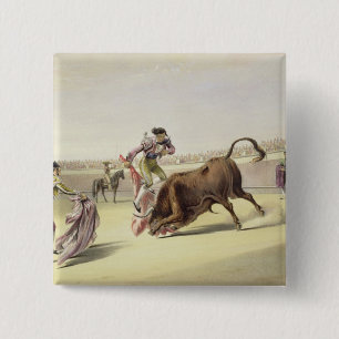 Badge Carré 5 Cm Le saut ou le Salta Tras Cuernos, 1865 (litho de