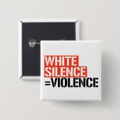 Badge Carré 5 Cm Le silence blanc est la violence (Devant & derrière)