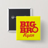 Badge Carré 5 Cm Le sourire grand Bro a appelé l'insigne de bouton (Devant & derrière)