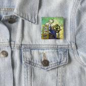Badge Carré 5 Cm Le Spinner par Vincent van Gogh (En situation)