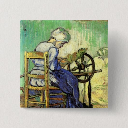 Badge Carré 5 Cm Le Spinner par Vincent van Gogh (Devant)