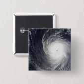Badge Carré 5 Cm Le Super Typhoon Melor survole l'océan Pacifique (Devant & derrière)