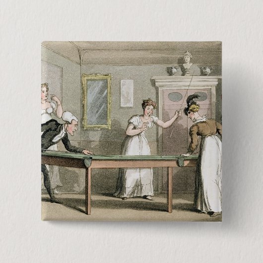 Badge Carré 5 Cm Le Tableau de billard, 'de la visite de Dr. Syntax (Devant)