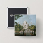 Badge Carré 5 Cm Le Taj Mahal, Âgrâ, du jardin (Devant & derrière)