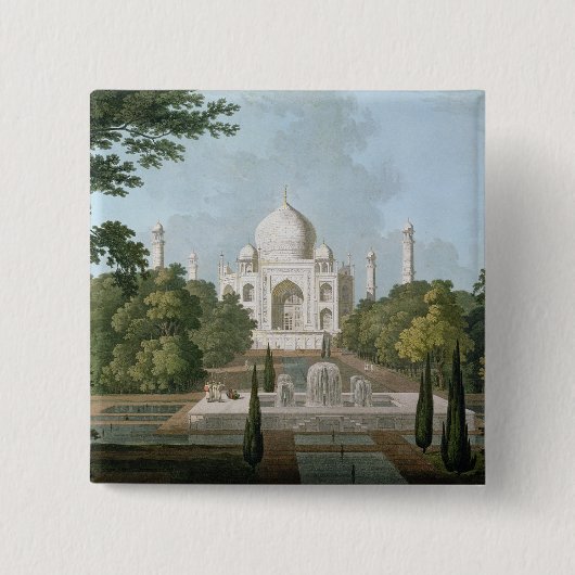 Badge Carré 5 Cm Le Taj Mahal, Âgrâ, du jardin (Devant)