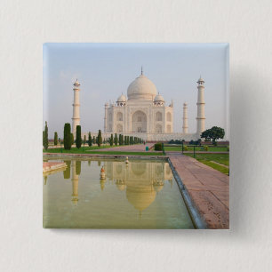Badge Carré 5 Cm Le Taj Mahal paisible et calme au lever du soleil,