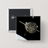 Badge Carré 5 Cm Le télescope spatial Hubble en orbite au-dessus de (Devant & derrière)