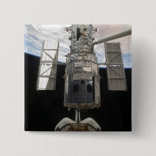 Badge Carré 5 Cm Le télescope spatial Hubble est sorti (Devant)