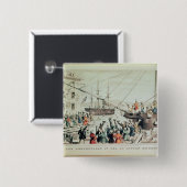 Badge Carré 5 Cm Le thé de Boston, 1846 (Devant & derrière)