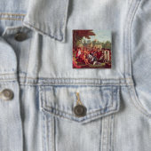 Badge Carré 5 Cm Le Traité de William Penn avec les Indiens en 1683 (En situation)