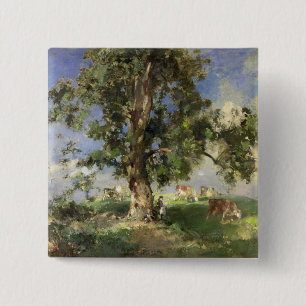 Badge Carré 5 Cm Le vieil arbre de cendre (huile sur la toile)