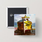 BADGE CARRÉ 5 CM LE VIEUX BATEAU DE PÊCHE (Devant & derrière)