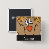 Badge Carré 5 Cm Le visage d'épouvantail de Halloween (Devant & derrière)