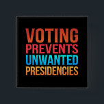 Badge Carré 5 Cm Le vote empêche les présidences indésirables<br><div class="desc">Le vote empêche les présidences indésirables Élections Politiques</div>