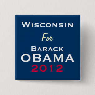 Badge Carré 5 Cm Le WISCONSIN pour le bouton de campagne d'OBAMA