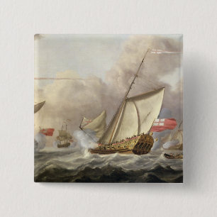 Badge Carré 5 Cm Le yacht royal "Mary" échangeant des saluts