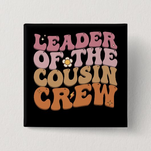 Badge Carré 5 Cm Leader De L'Équipage Cousin Super Retro (Devant)