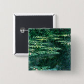 Badge Carré 5 Cm L'EAU MENSONNE EN ÉTANG VERT par Claude Monet (Devant & derrière)
