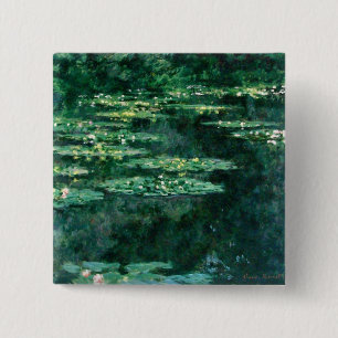 Badge Carré 5 Cm L'EAU MENSONNE EN ÉTANG VERT par Claude Monet