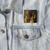 Badge Carré 5 Cm Leçon d'harpe donnée par Madame de Genlis (En situation)