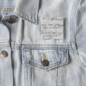 Badge Carré 5 Cm L'écriture de Leonardo da Vinci (En situation)