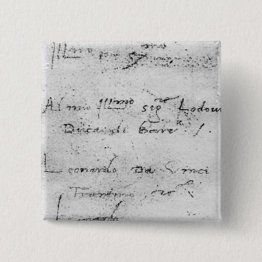 Badge Carré 5 Cm L'écriture de Leonardo da Vinci (Devant)