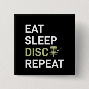 Badge Carré 5 Cm Lecteur de golf sur disque   Eat Sleep Disk Golf R