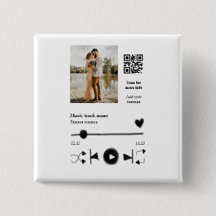 Badge Carré 5 Cm Lecteur de musique couple personnalisé code q r te