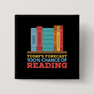 Badge Carré 5 Cm Lecture - 100% de chance de lire un livre drôle