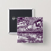 Badge Carré 5 Cm Lecture par un étang (Devant & derrière)