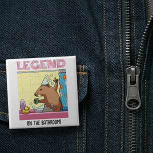 Badge Carré 5 Cm Légende (dans la salle de bain) Chante la marmotte