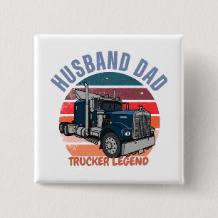 Badge Carré 5 Cm Légende du camionneur papa mari