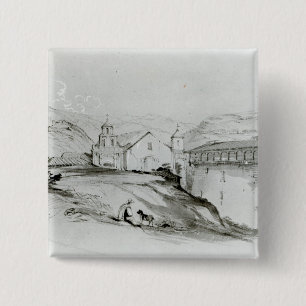 Badge Carré 5 Cm L'église de San Francisco, Valparaiso, 1834