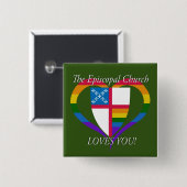 Badge Carré 5 Cm L'Église épiscopale vous aime Pin LGBT Pride (Devant & derrière)