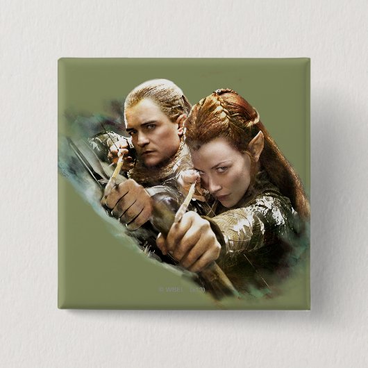Badge Carré 5 Cm LEGOLAS GREENLEAF™ et TAURIEL™ Graphic (Devant)