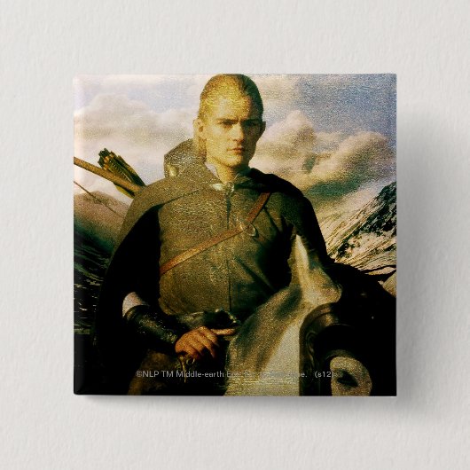 Badge Carré 5 Cm LEGOLAS GREENLEAF™ Gros plan sur cheval (Devant)