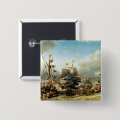 Badge Carré 5 Cm L'embarquement de Ruyter et de William de Witt (Devant & derrière)