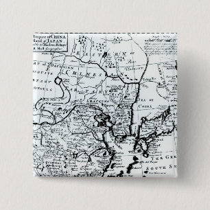 Badge Carré 5 Cm L'empire de la Chine et de l'île du Japon