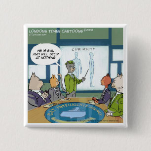 Badge Carré 5 Cm L'ennemi naturel des chats, c'est drôle