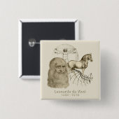 Badge Carré 5 Cm Léonard de Vinci (Devant & derrière)