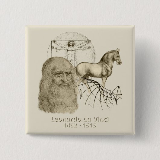 Badge Carré 5 Cm Léonard de Vinci (Devant)