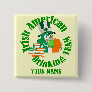 Badge Carré 5 Cm L'équipe irlandaise américaine de boisson, St Patr