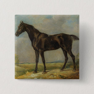 Badge Carré 5 Cm L'Équitation-Cheval noir de l'agent de police de